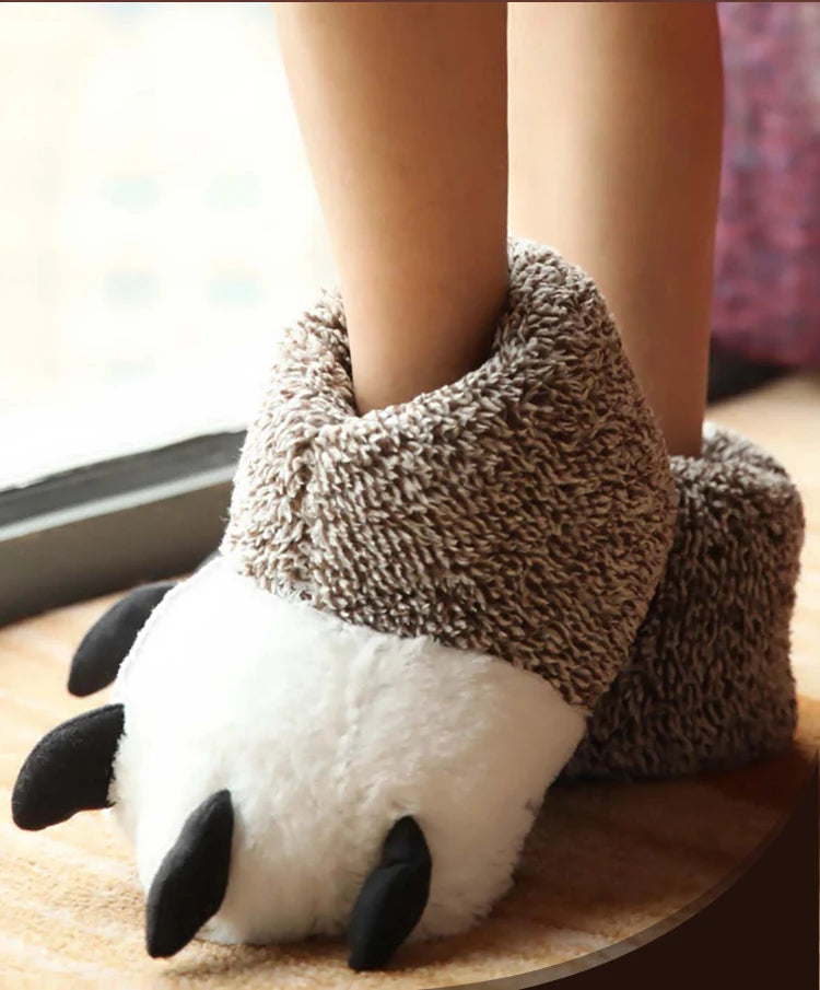 Fluffy Monster Claw Plush Slippers | Cozy Indoor Winter Shoes