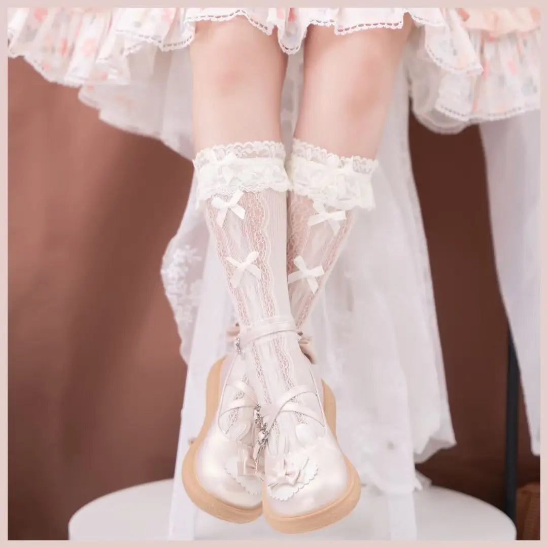 High Knee Lace Dress Socks | Elegant Cosplay & Fashion Accessories