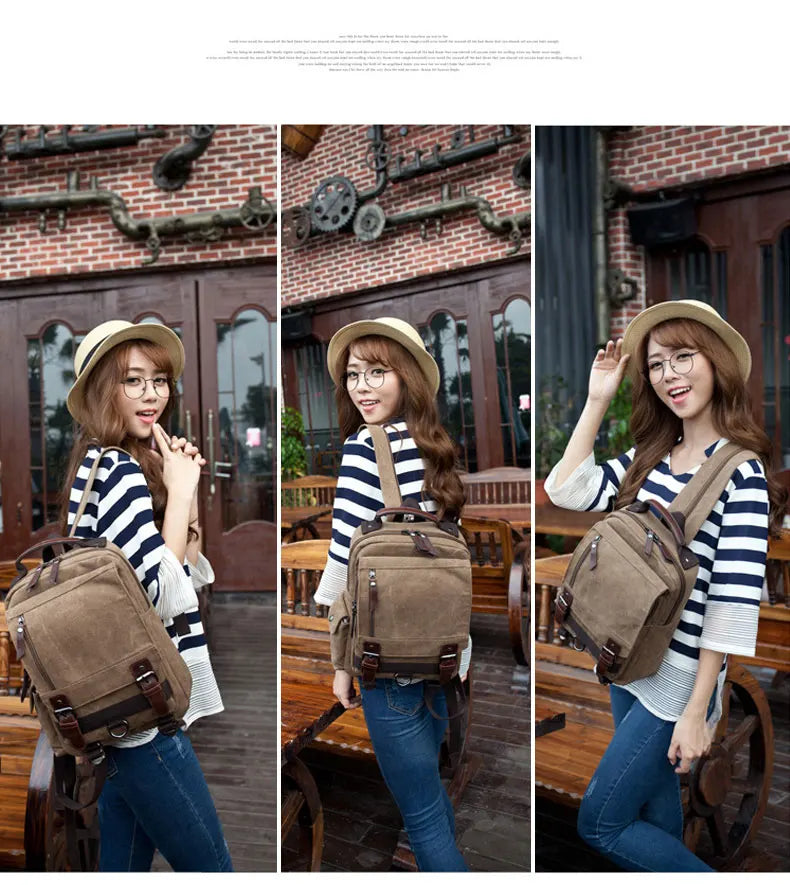Versatile Small Canvas Backpack for Travel and School