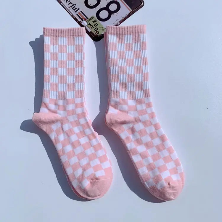 Trendy Checkerboard Socks for Men & Women | Unisex Streetwear Style