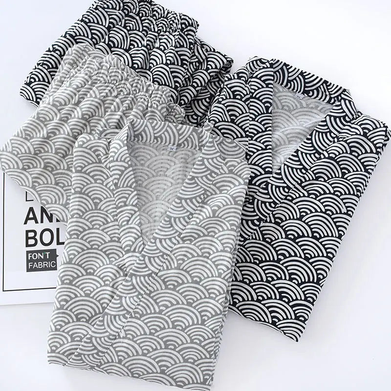 Japanese Style Unisex Kimono Pajamas Set | Comfortable Cotton PJs