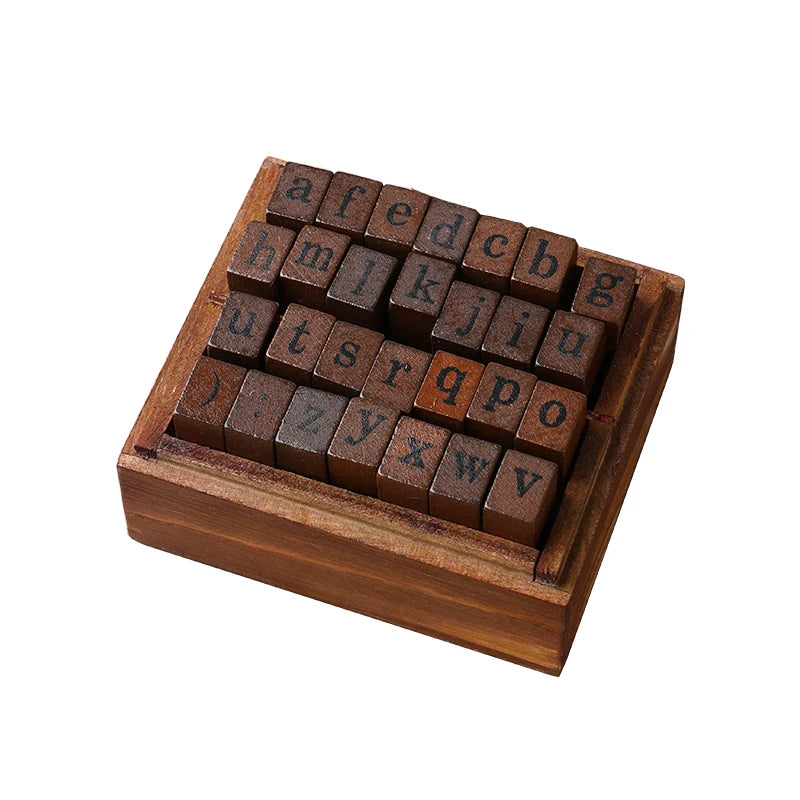 Vintage Wooden Alphabet Number Stamps for Craft Projects