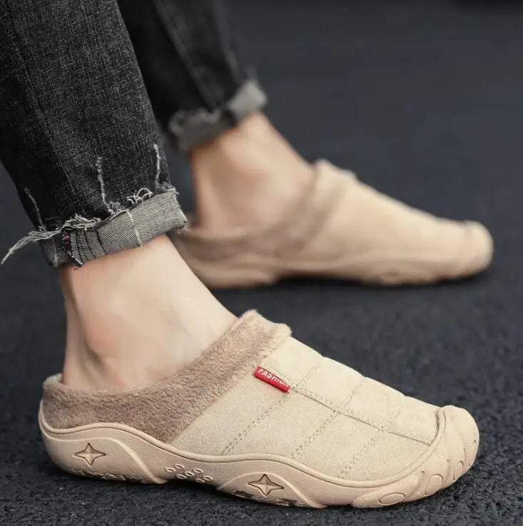 Men's Faux Suede Plush Slippers | Cozy Winter Indoor House Shoes