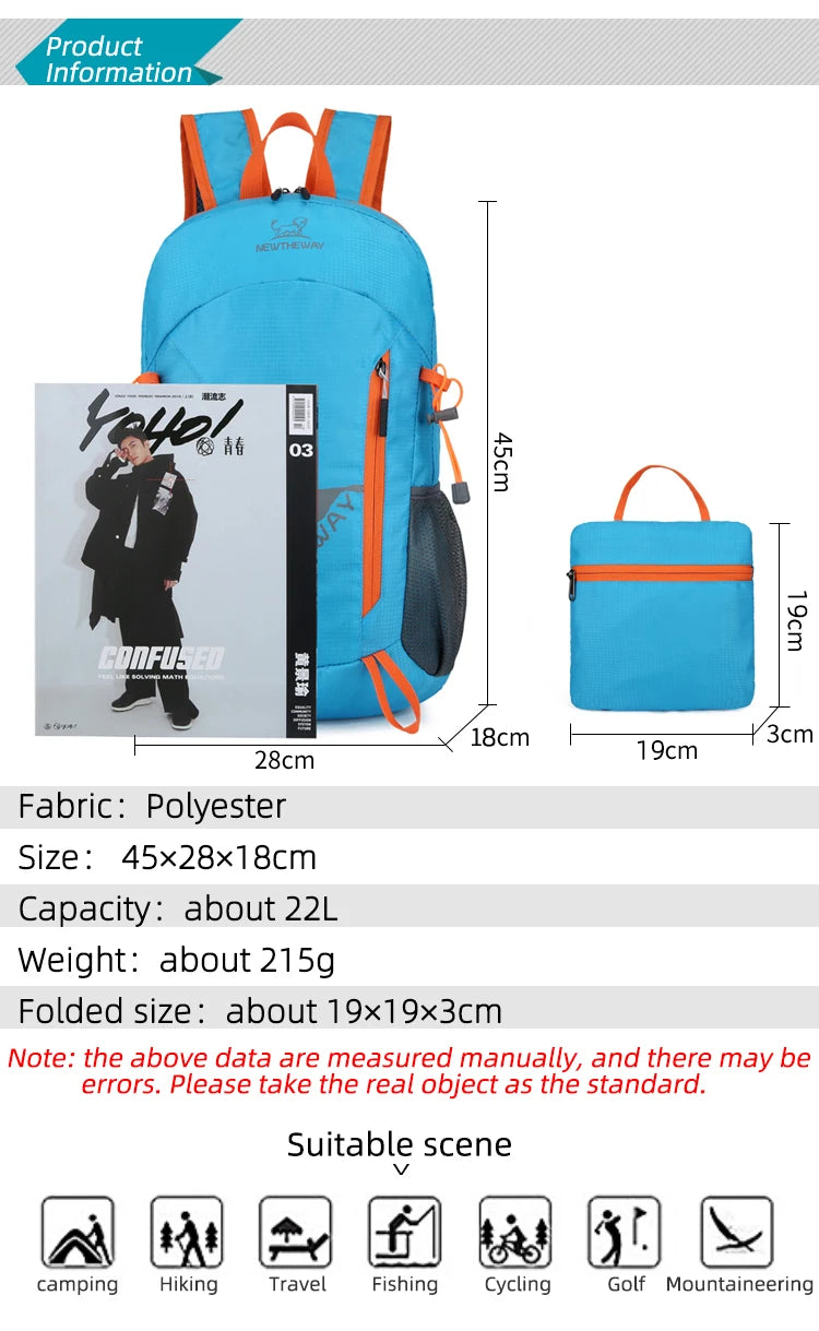 22L Ultralight Portable Foldable Backpack for Outdoor Adventures