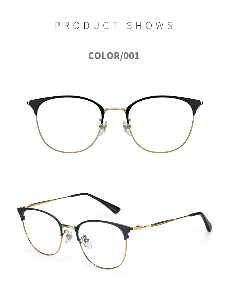 Stylish Retro Half Frame Prescription Glasses | Unisex Eyewear