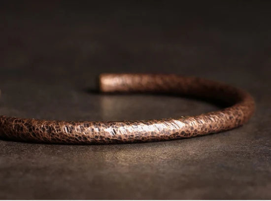 Rustic Copper Cuff Bracelet | Handmade Metal Viking Bangle