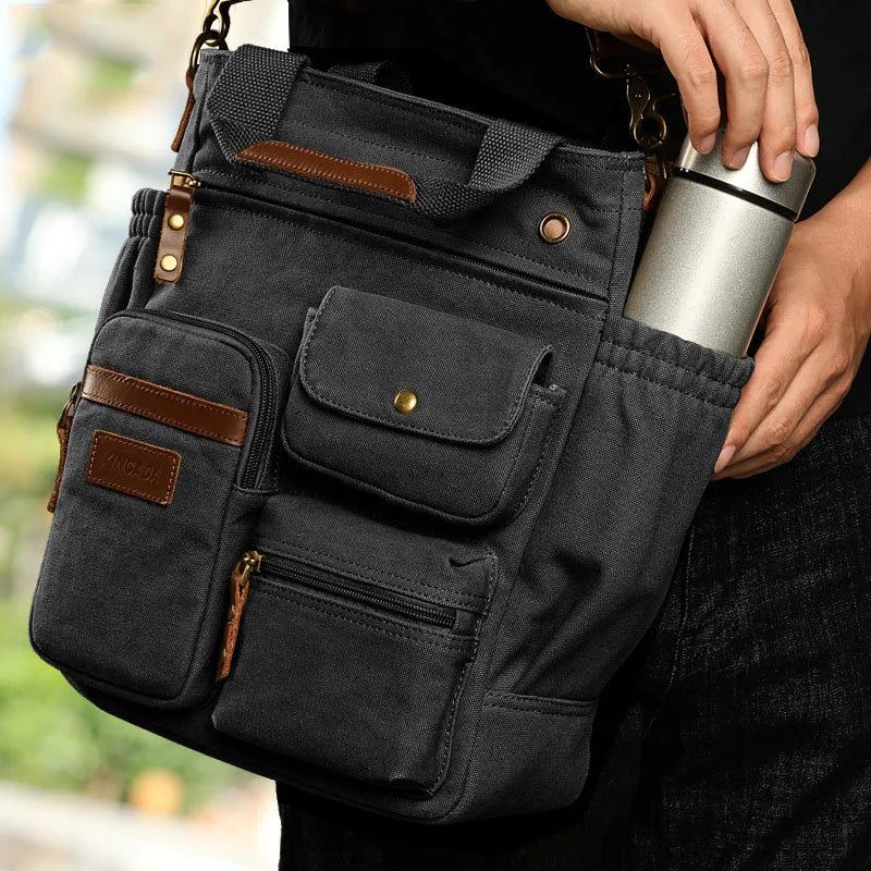 Men's Vintage Canvas Crossbody Handbag | Large Casual Tote Bag