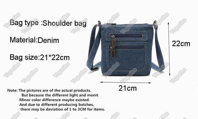 Vintage Denim Crossbody Bag | Stylish Women's Messenger Handbag