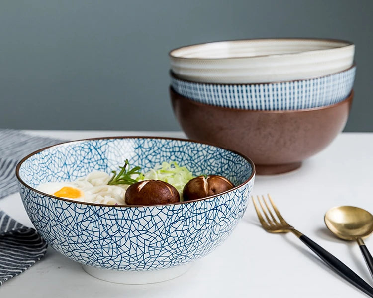 Large Japanese Ramen Bowl | Stylish Ceramic Noodle Bowl