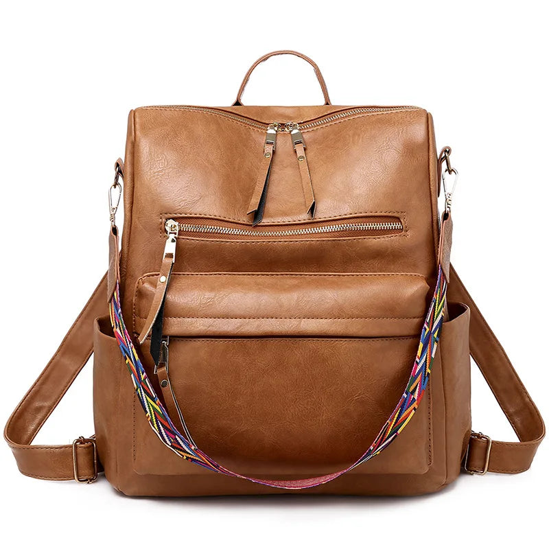 Stylish PU Leather Large Backpack | Women's Vintage Travel Rucksack