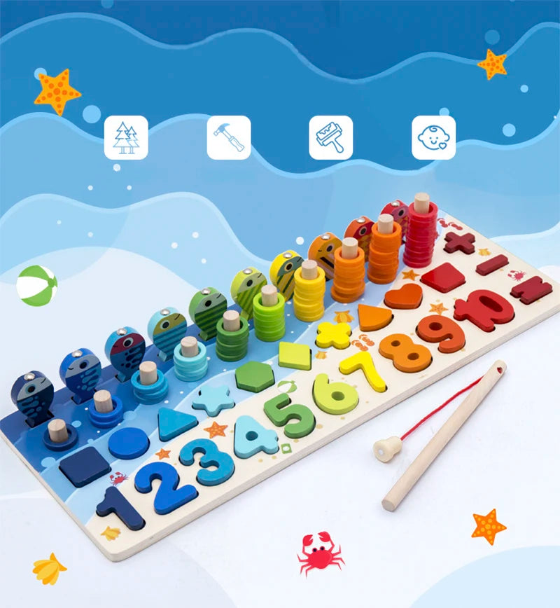 3D Montessori Educational Toy for Kids | Magnetic Fishing Shapes