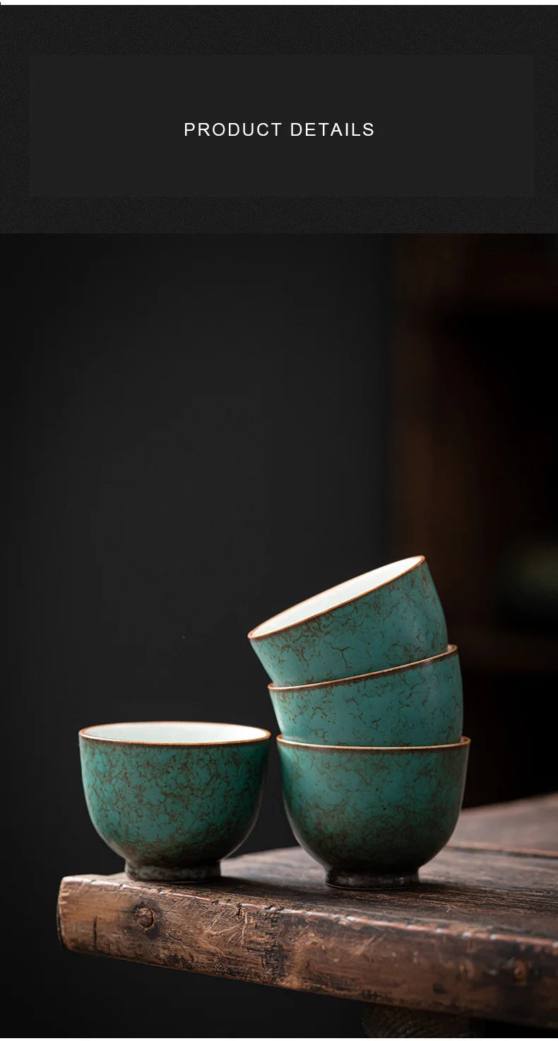 Turquoise Glaze Teacups | Traditional Ceramic Drinkware