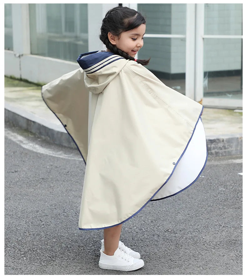 Children Raincoat Boys Girls Rain Coat Trench Poncho Jacket Outdoor Hiking Portable Students Rainwear Clock With Bag Space