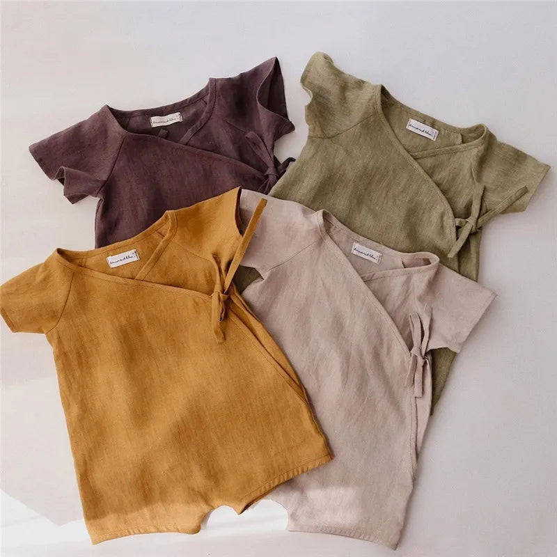Summer Linen Cotton Baby Romper | Casual Toddler Jumpsuit