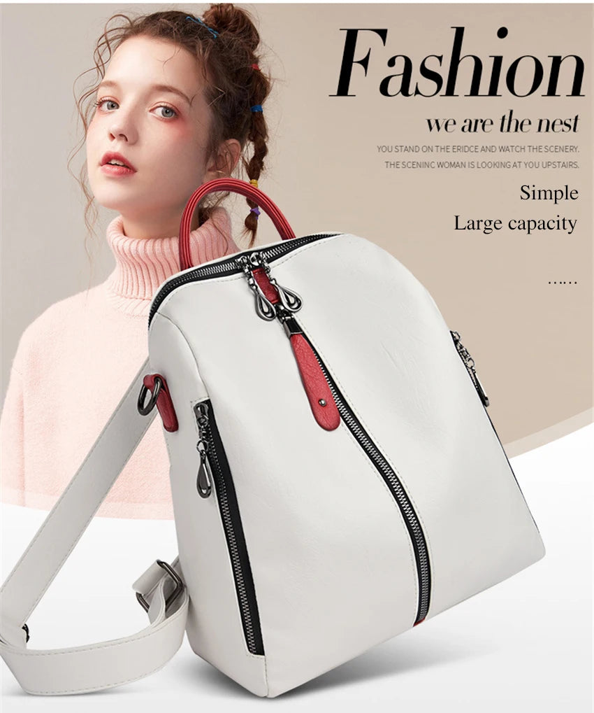 Stylish Women's Soft Leather Backpack | Ideal for Travel & School