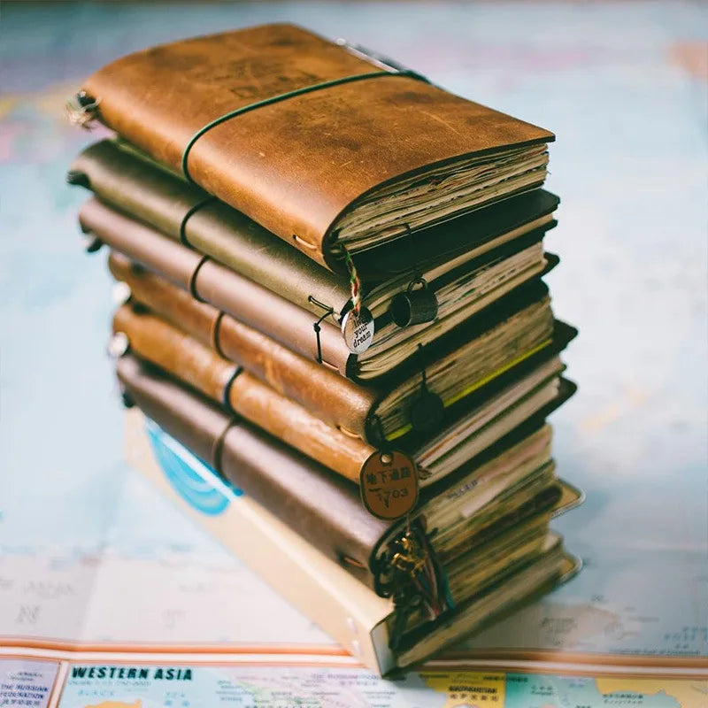 Handmade Retro Leather Cover Notebook | Travel Journal Diary