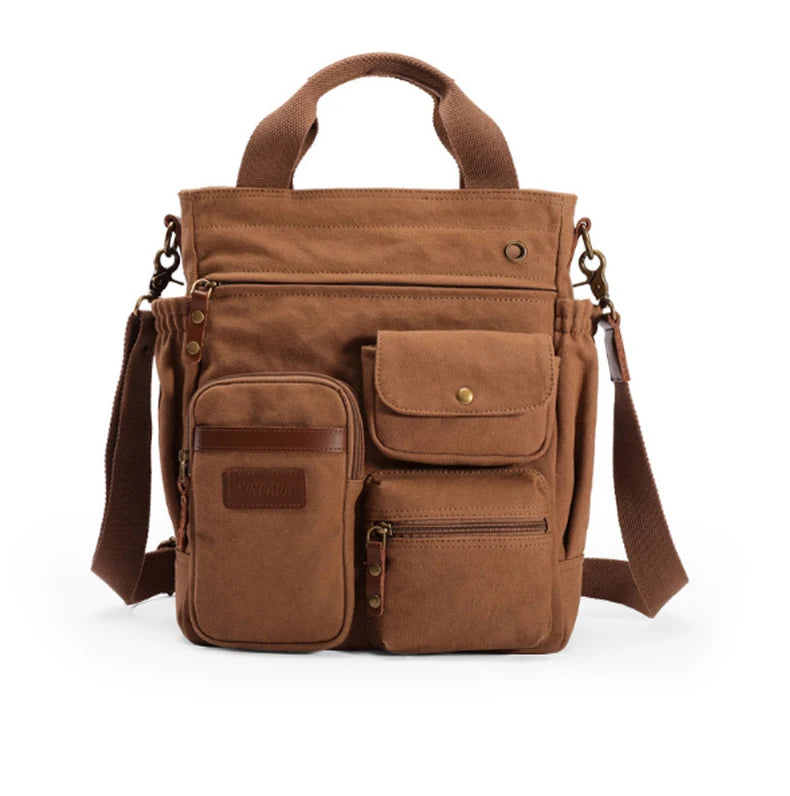 Men's Vintage Canvas Crossbody Handbag | Large Casual Tote Bag