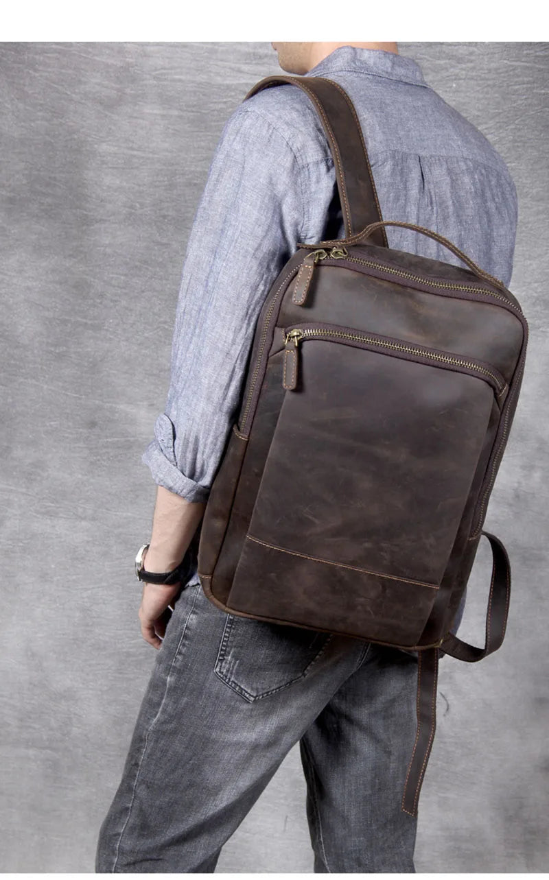 Vintage Genuine Leather Backpack for Men | Stylish Daily Rucksack
