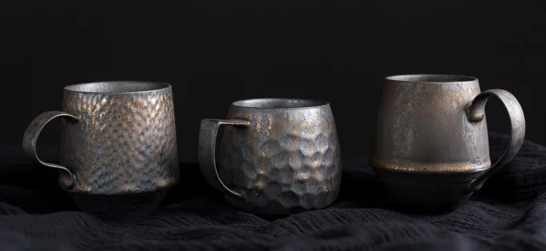 Vintage Ceramic Tea and Coffee Cup with Wooden Handle