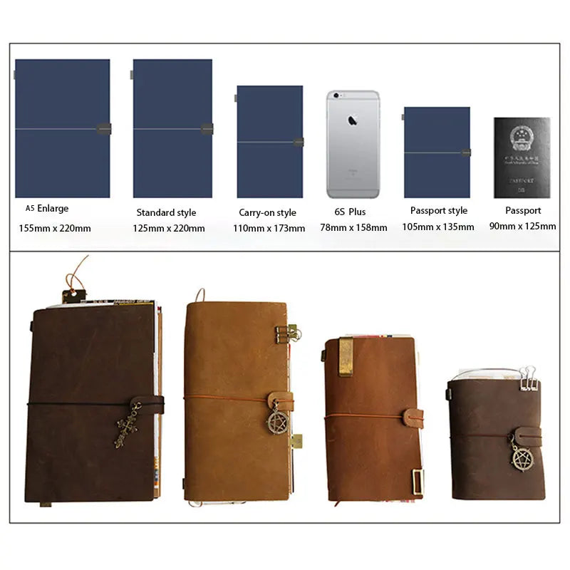 Handmade Retro Leather Cover Notebook | Travel Journal Diary