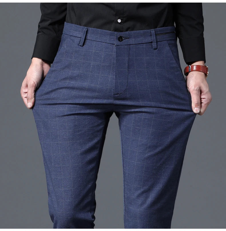 Men's Slim Plaid Casual Pants | Stylish Work & Business Trousers