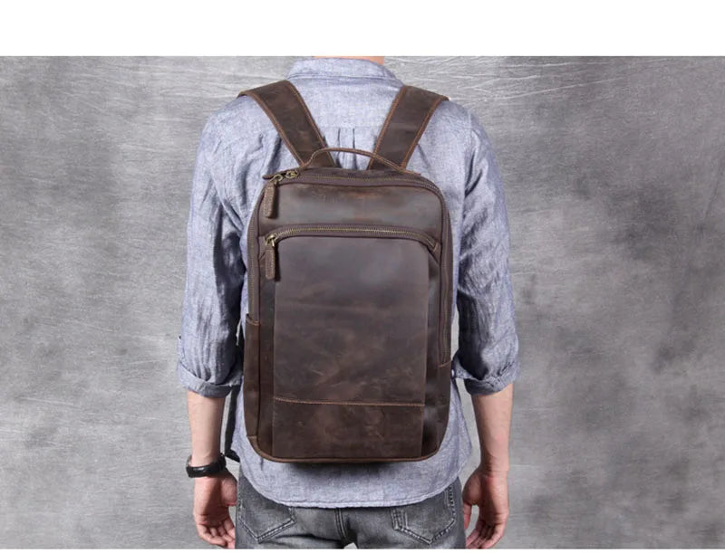 Vintage Genuine Leather Backpack for Men | Stylish Daily Rucksack