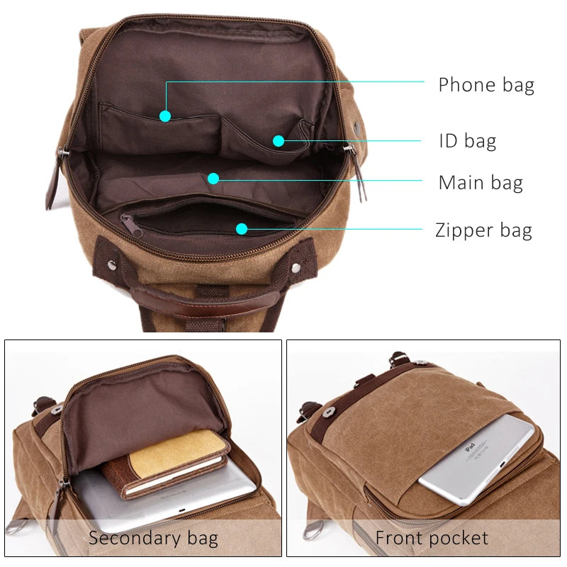 Versatile Small Canvas Backpack for Travel and School