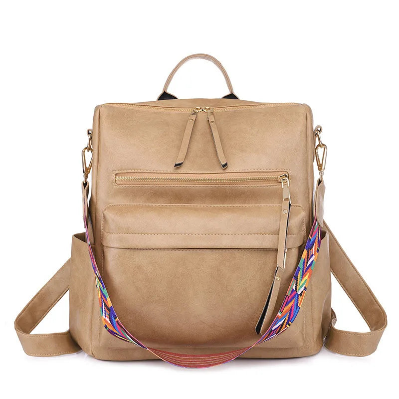 Stylish PU Leather Large Backpack | Women's Vintage Travel Rucksack
