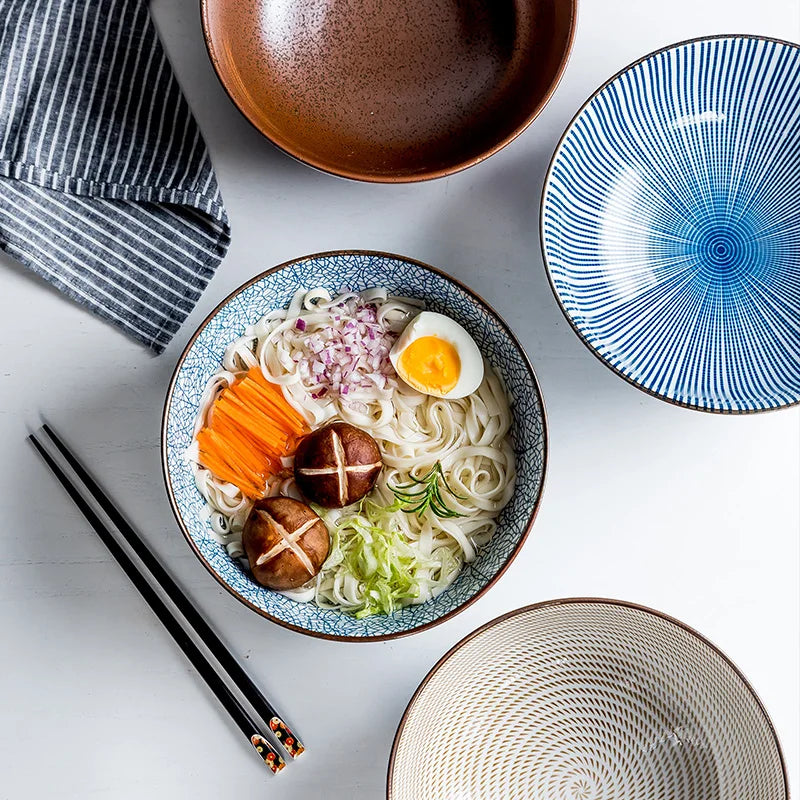 Large Japanese Ramen Bowl | Stylish Ceramic Noodle Bowl