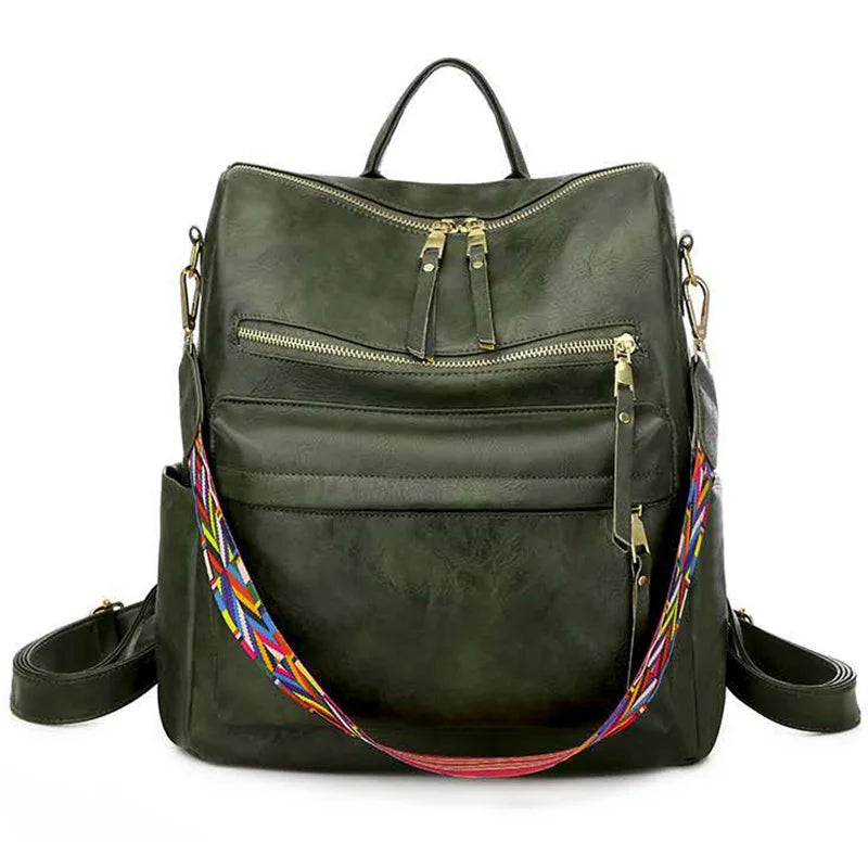 Stylish PU Leather Large Backpack | Women's Vintage Travel Rucksack