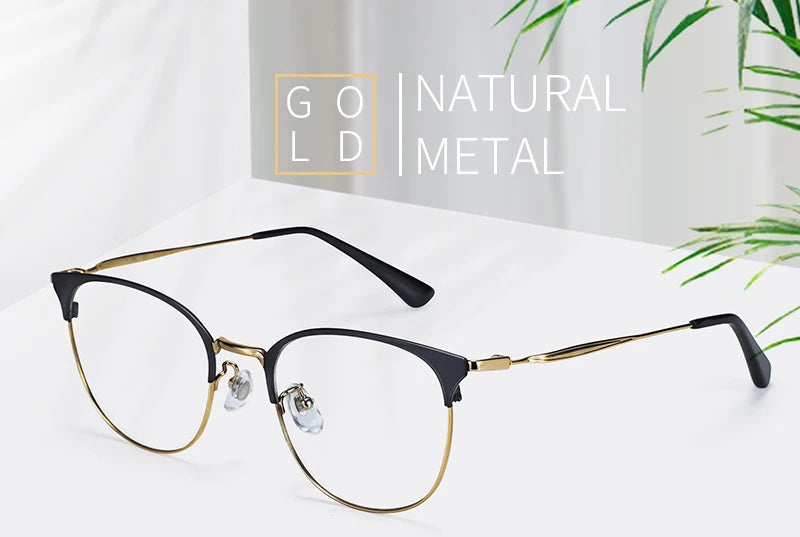 Stylish Retro Half Frame Prescription Glasses | Unisex Eyewear