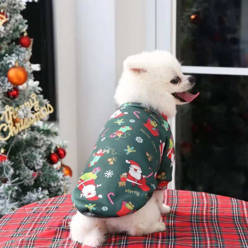 Christmas Printed Pet Sweatshirt | Cozy Fleece-Lined Winter Wear