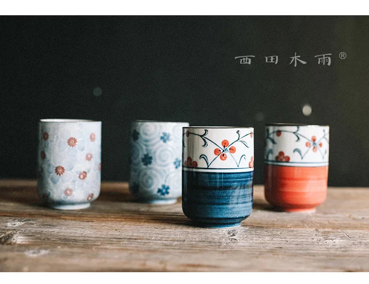 Taza de té japonesa pintada a mano | Taza de cerámica vintage