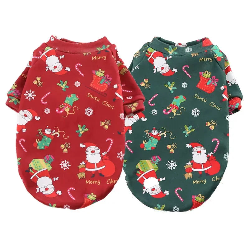 Christmas Printed Pet Sweatshirt | Cozy Fleece-Lined Winter Wear