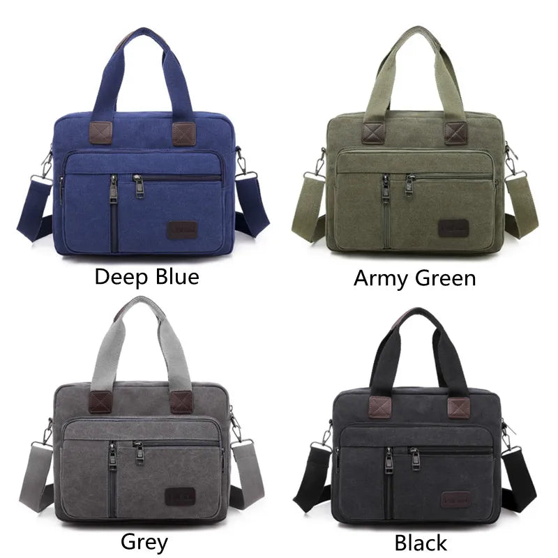 Canvas Men's Handbag Shoulder Bag Travel Large Capacity Multi-layer Crossbody Bag Student Travel Top-handle Bag Leisure Tote sac