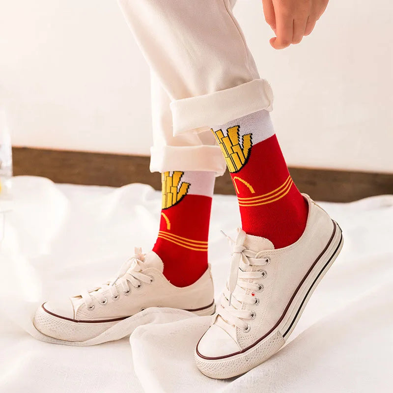 Calcetines Divertidos de Dibujos Animados de Comida para Hombre | Diseños de Aguacate y Hamburguesa
