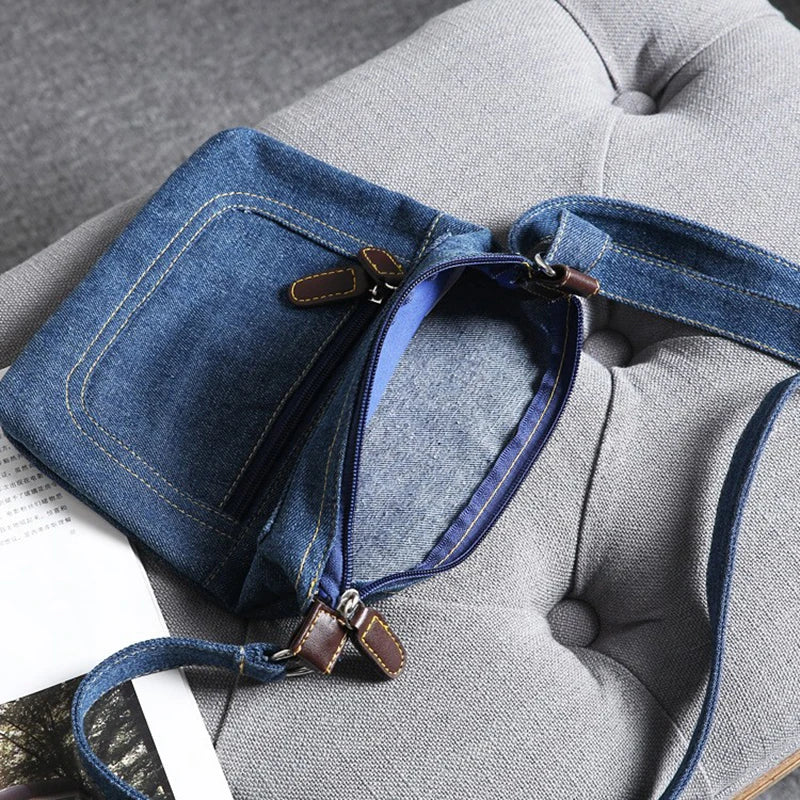 Vintage Denim Crossbody Bag | Stylish Women's Messenger Handbag
