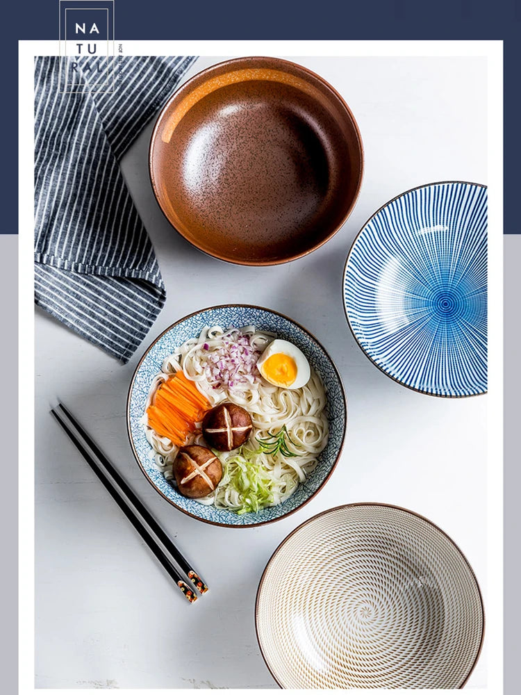 Large Japanese Ramen Bowl | Stylish Ceramic Noodle Bowl