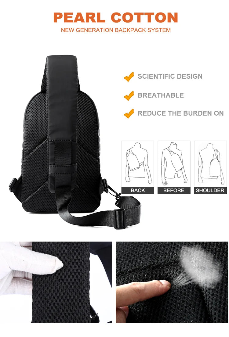 Waterproof Nylon Sling Bag | Anti-Theft Travel Chest Backpack