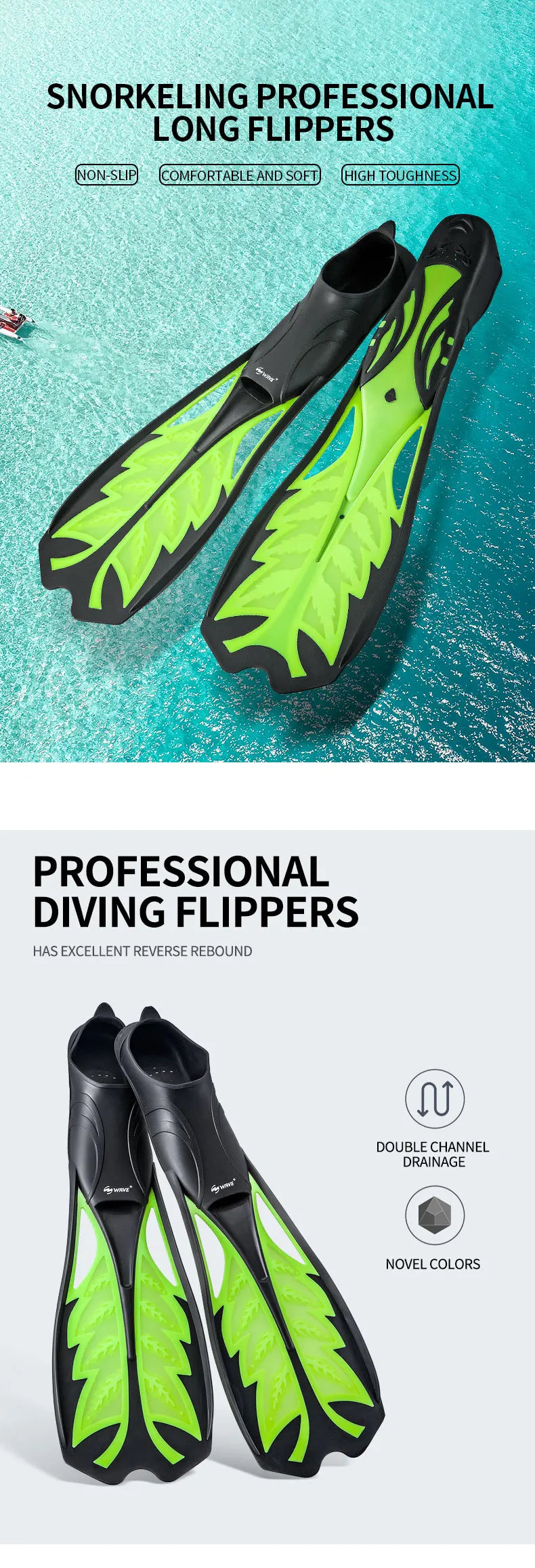 Foliated Adult Diving Flippers | Swim Fins for Snorkeling & Swimming