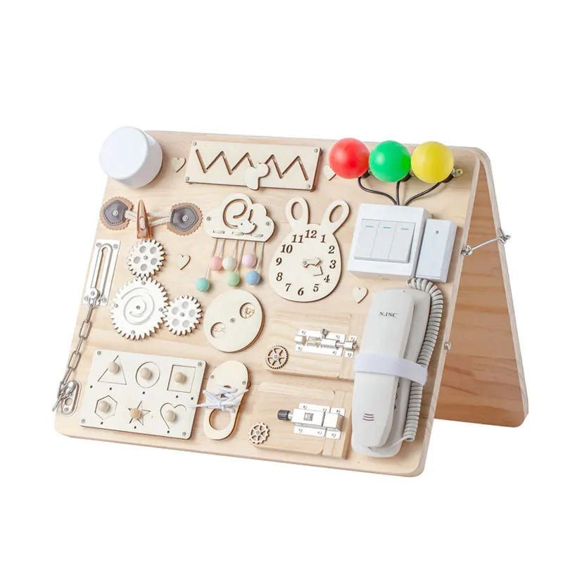 Educational Montessori Busy Board for Kids | Sensory Wooden Toys