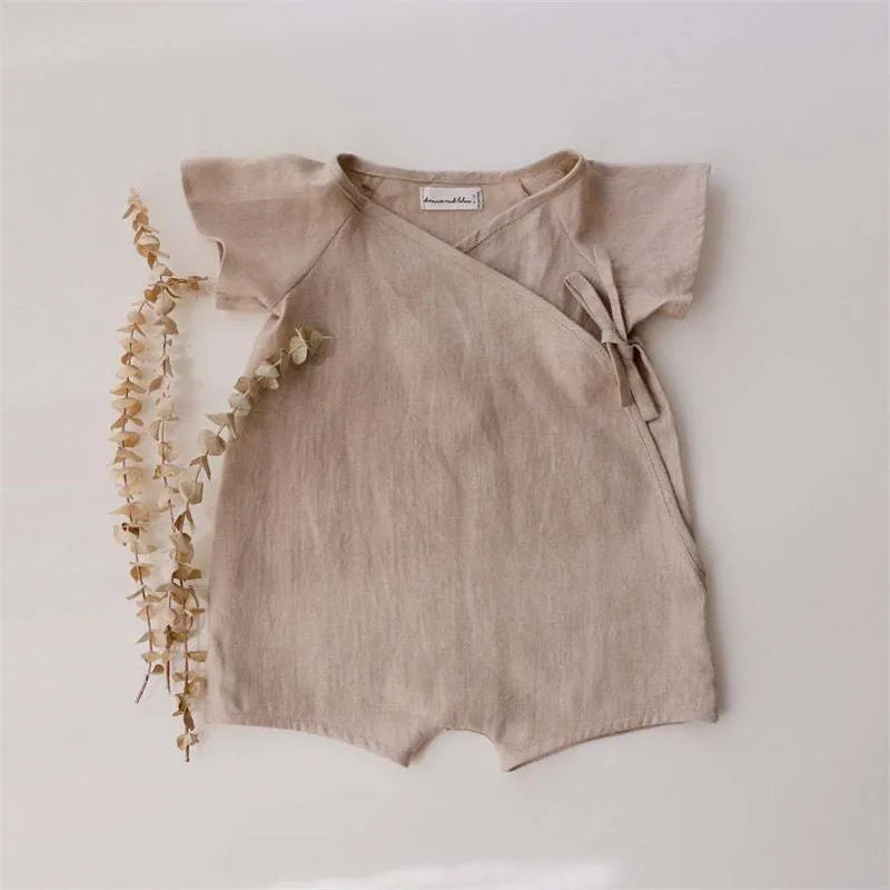 Summer Linen Cotton Baby Romper | Casual Toddler Jumpsuit