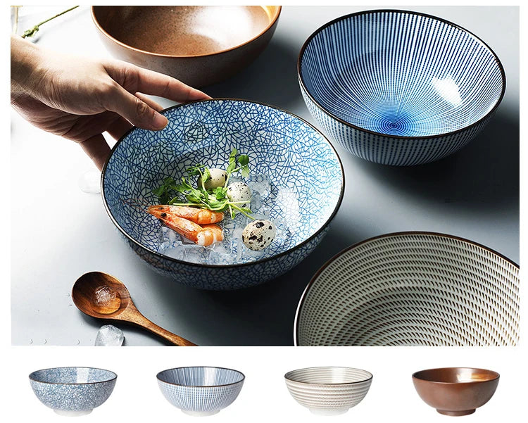 Large Japanese Ramen Bowl | Stylish Ceramic Noodle Bowl