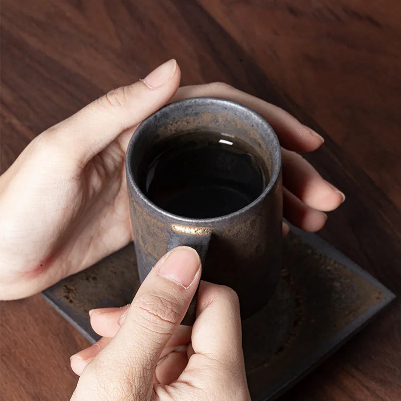 Taza de café vintage japonesa | Vajilla de cerámica retro única
