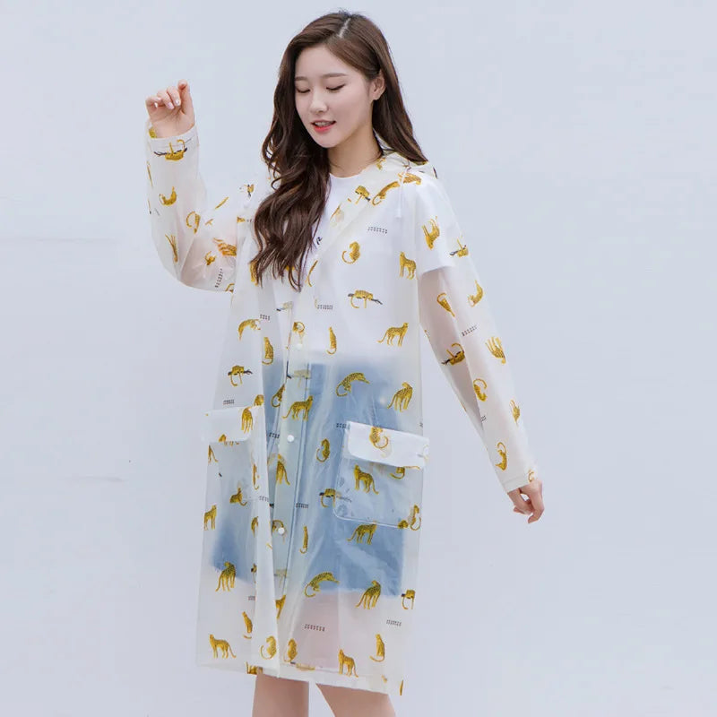 Cute Transparent Raincoat Poncho | Waterproof Cloak for Adults