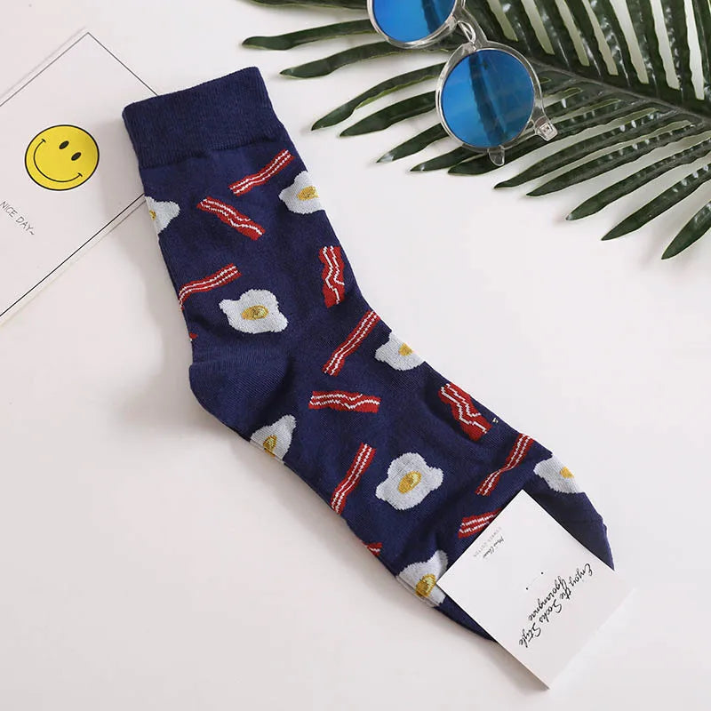 Calcetines Divertidos de Dibujos Animados de Comida para Hombre | Diseños de Aguacate y Hamburguesa