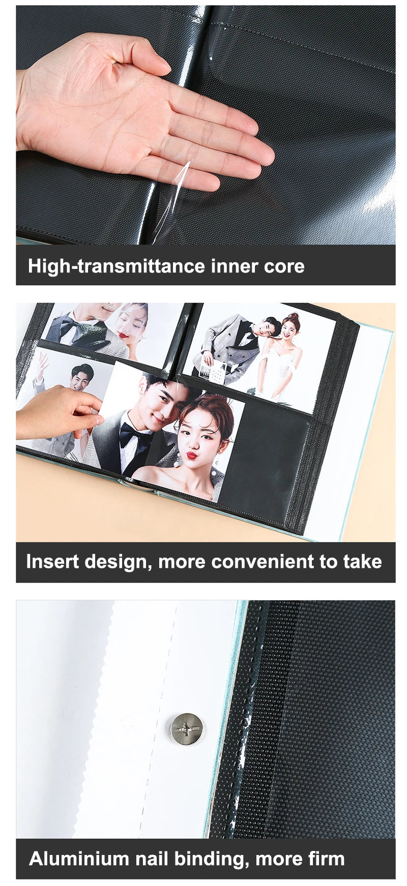 Large Capacity 7-Inch PU Leather Pocket Photo Album for Memories
