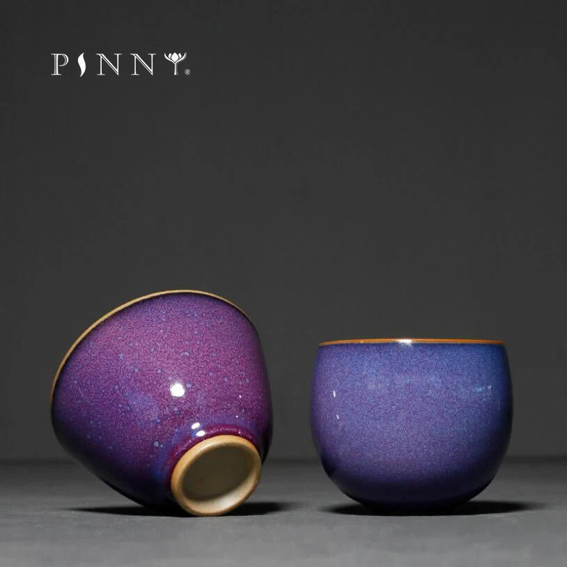 Elegant Purple Ceramic Kung Fu Teacup | Traditional Chinese Drinkware
