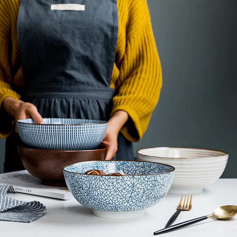 Large Japanese Ramen Bowl | Stylish Ceramic Noodle Bowl