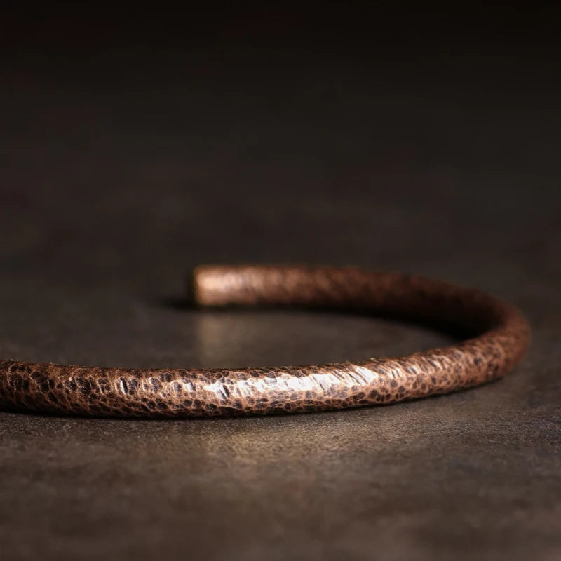 Rustic Copper Cuff Bracelet | Handmade Metal Viking Bangle